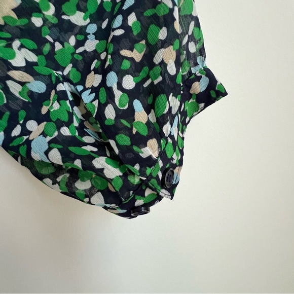 Chico's Women's Abstract Dot Print Long Sleeve Chiffon Tunic Top 8/10 Blue Green - Picture 13 of 14